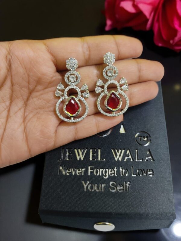 Red Ad Stone Elegant Earring Pair - Image 2
