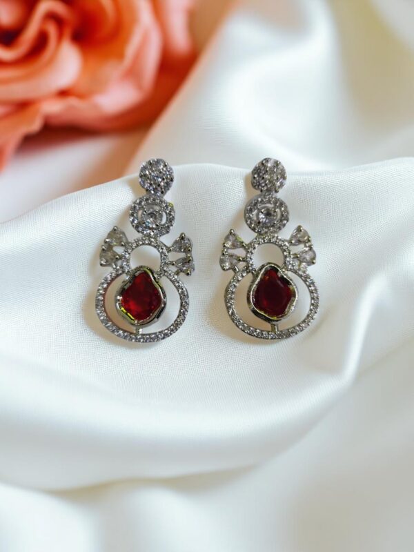 Red Ad Stone Elegant Earring Pair - Image 3