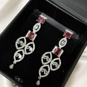 Red AD Stone Earring Pair