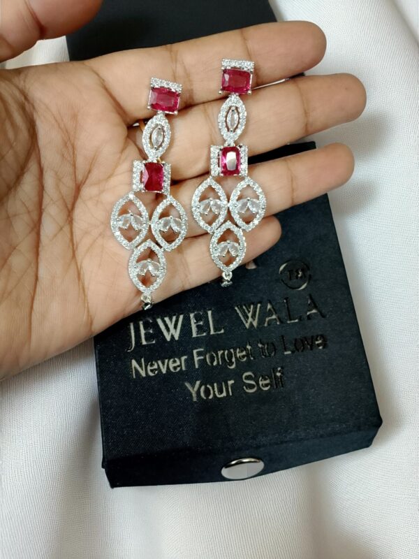 Red AD Stone Earring Pair - Image 2