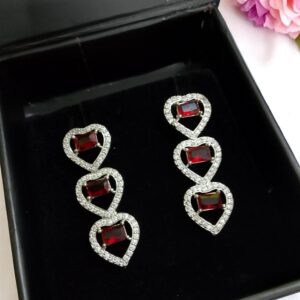 Red Ad Stone Earring Pair