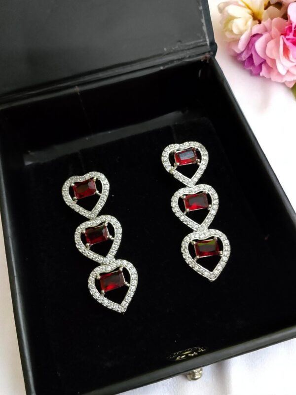 Red Ad Stone Earring Pair