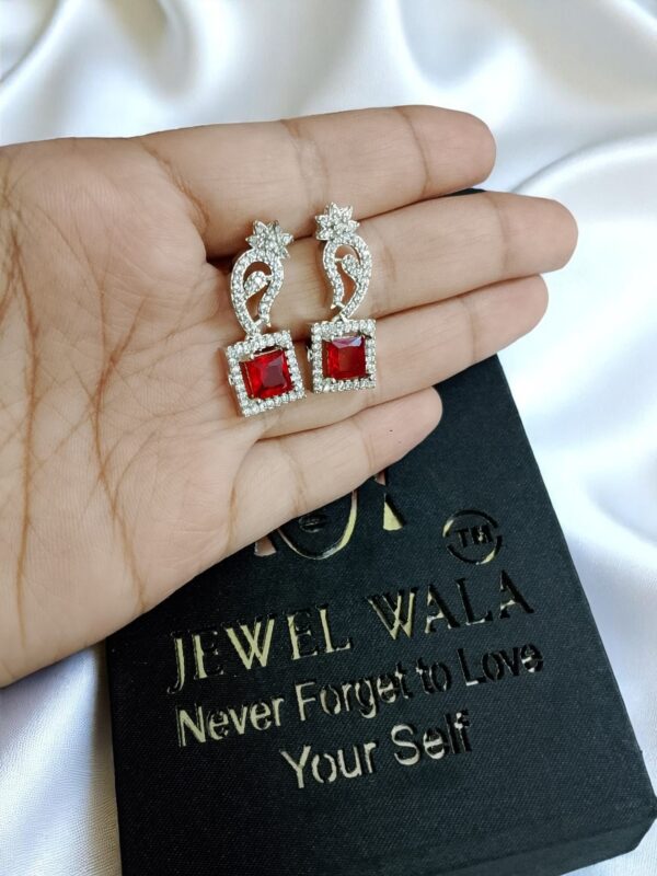 Red Ad Stone Small Earring Pair - Image 2