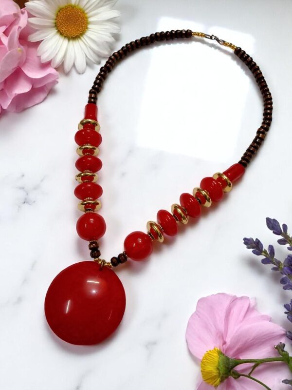 Black, Red, Light Pink necklace 3 pcs set - Image 3