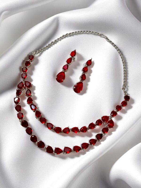 Elegant Double-Layer Red AD Necklace Set