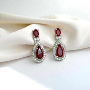 Red Ad Stone Premium Quality Earring Pair