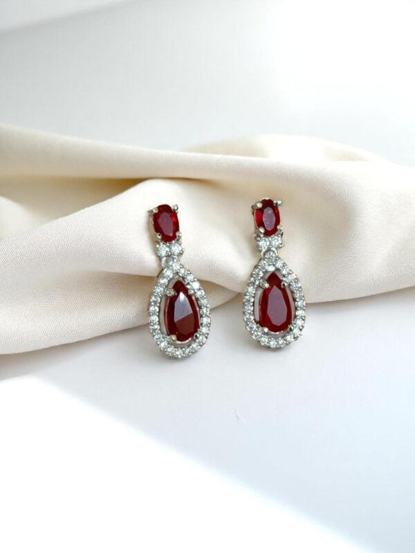 Red Ad Stone Premium Quality Earring Pair
