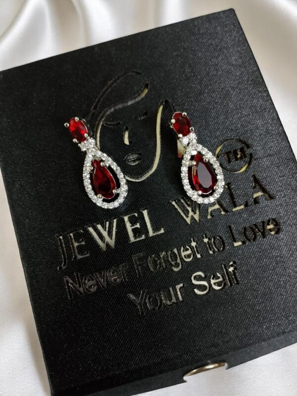 Red Ad Stone Premium Quality Earring Pair - Image 2