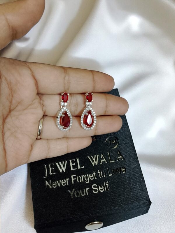 Red Ad Stone Premium Quality Earring Pair - Image 3