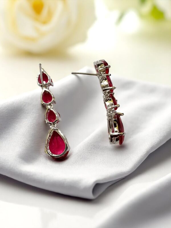 Red Ad Stone Earring Pair - Image 2