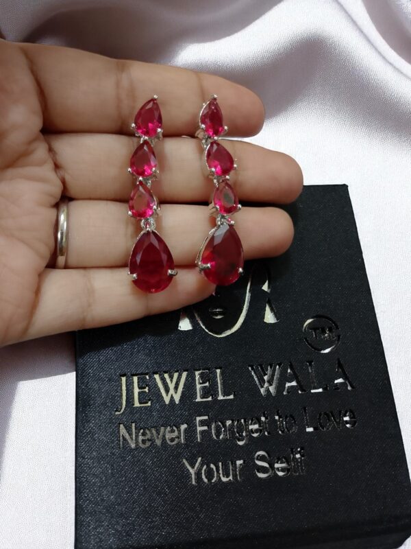 Red Ad Stone Earring Pair - Image 3