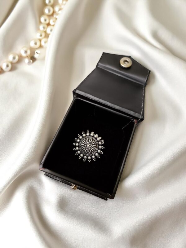 Antique Oxidised Silver Tone Statement Ring