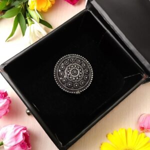 Antique Oxidised Silver Tone Statement Ring