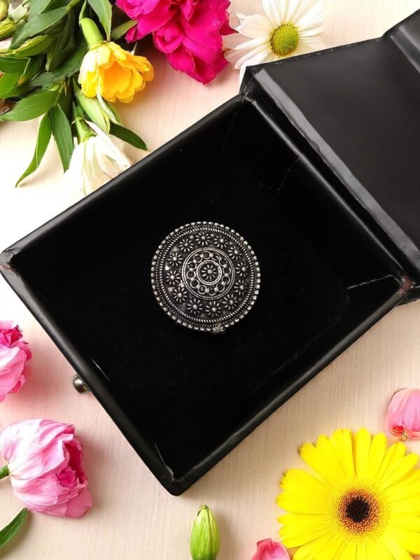 Antique Oxidised Silver Tone Statement Ring