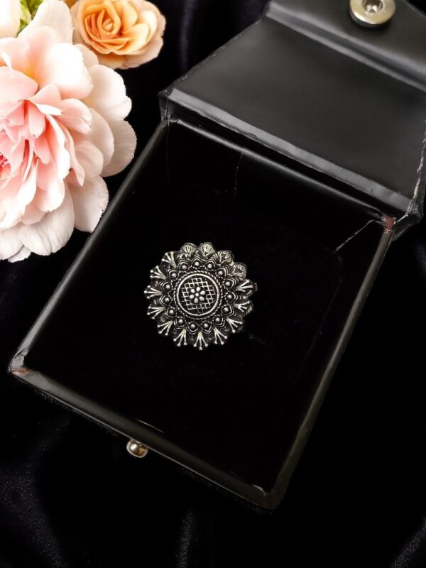 Antique Oxidised Silver Tone Statement Ring