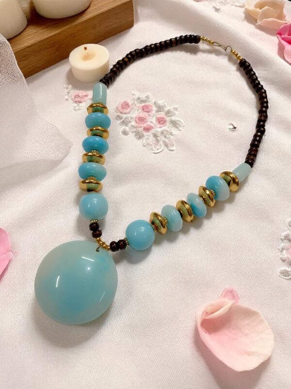 Elegant Sky, Orange, Purple 3 Pcs Set Necklace - Image 2