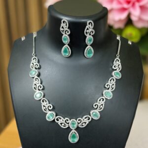 Sky Ad Stone Necklace With Earring Pair