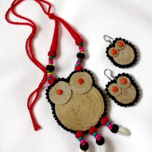 Multicolor Handmade Jute Necklace With Earring