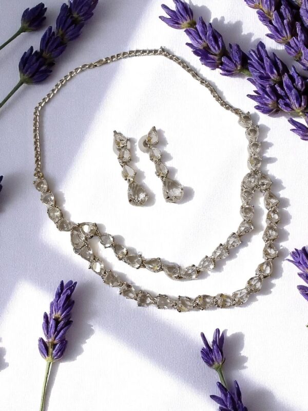 Elegant Double-Layer White AD Necklace Set - Image 3