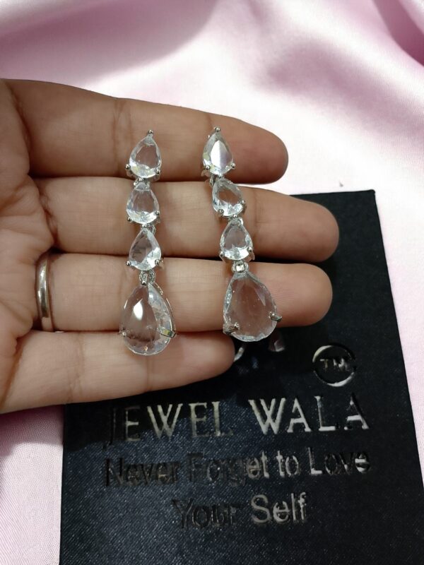 White Ad Stone Earring Pair - Image 3