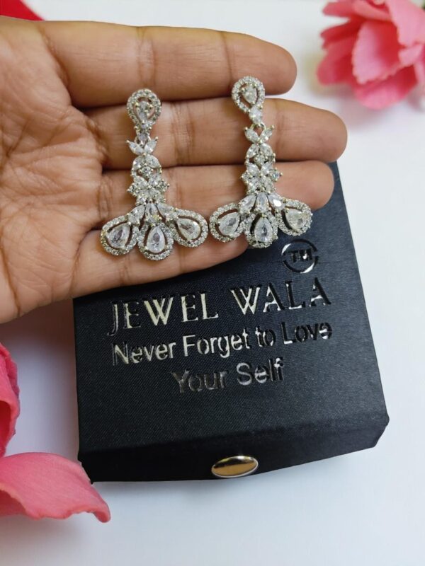 White Ad Stone Elegant Earring Pair - Image 2