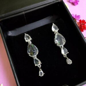 White Ad Stone Earring Pair