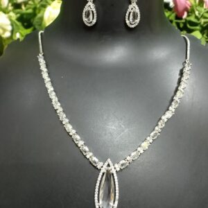Elegant White AD Necklace & Earring Set – Timeless Design