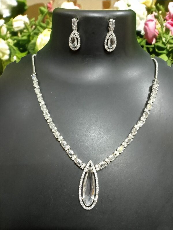 Elegant White AD Necklace & Earring Set – Timeless Design