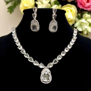 Radiant White American Diamond Necklace Set