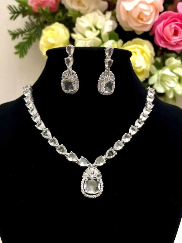 Radiant White American Diamond Necklace Set