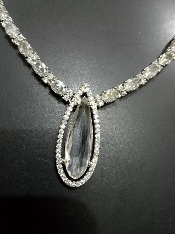 Elegant White AD Necklace & Earring Set – Timeless Design - Image 2