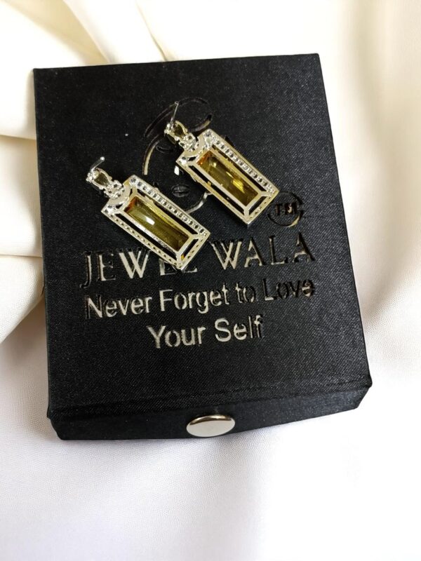 Yellow Ad Stone Premium Quality Earring Pair - Image 4