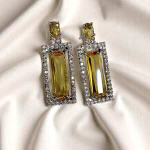 Yellow Ad Stone Premium Quality Earring Pair