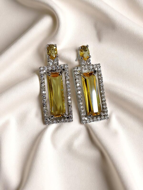 Yellow Ad Stone Premium Quality Earring Pair