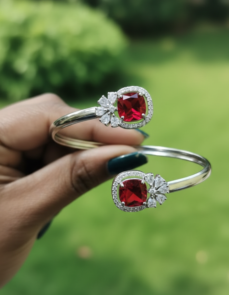Jewel Wala Red A.D Rhodium Plated Bracelet - Image 3