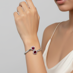 Jewel Wala Red A.D Rhodium Plated Bracelet