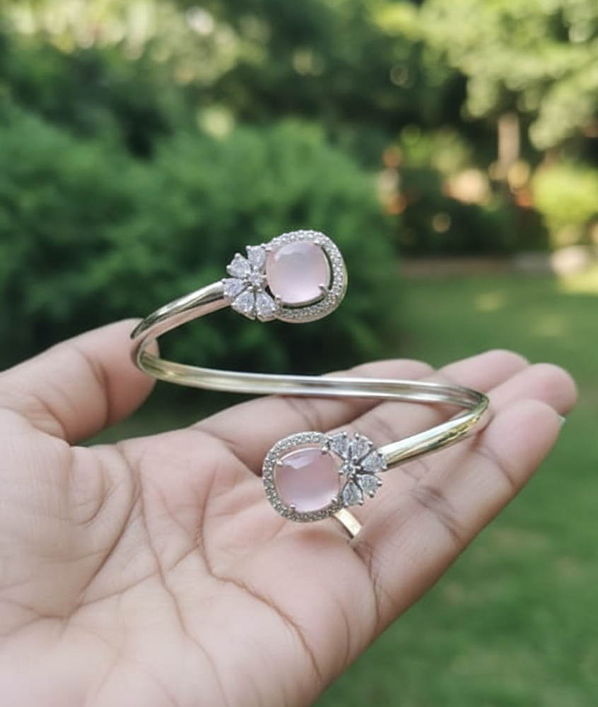 Jewel Wala Pink A.D Rhodium Plated Bracelet - Image 3