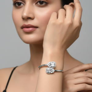 Jewel Wala White A.D Rhodium Plated Bracelet