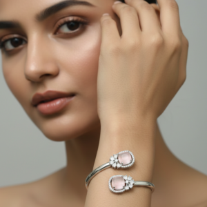 Jewel Wala Pink A.D Rhodium Plated Bracelet