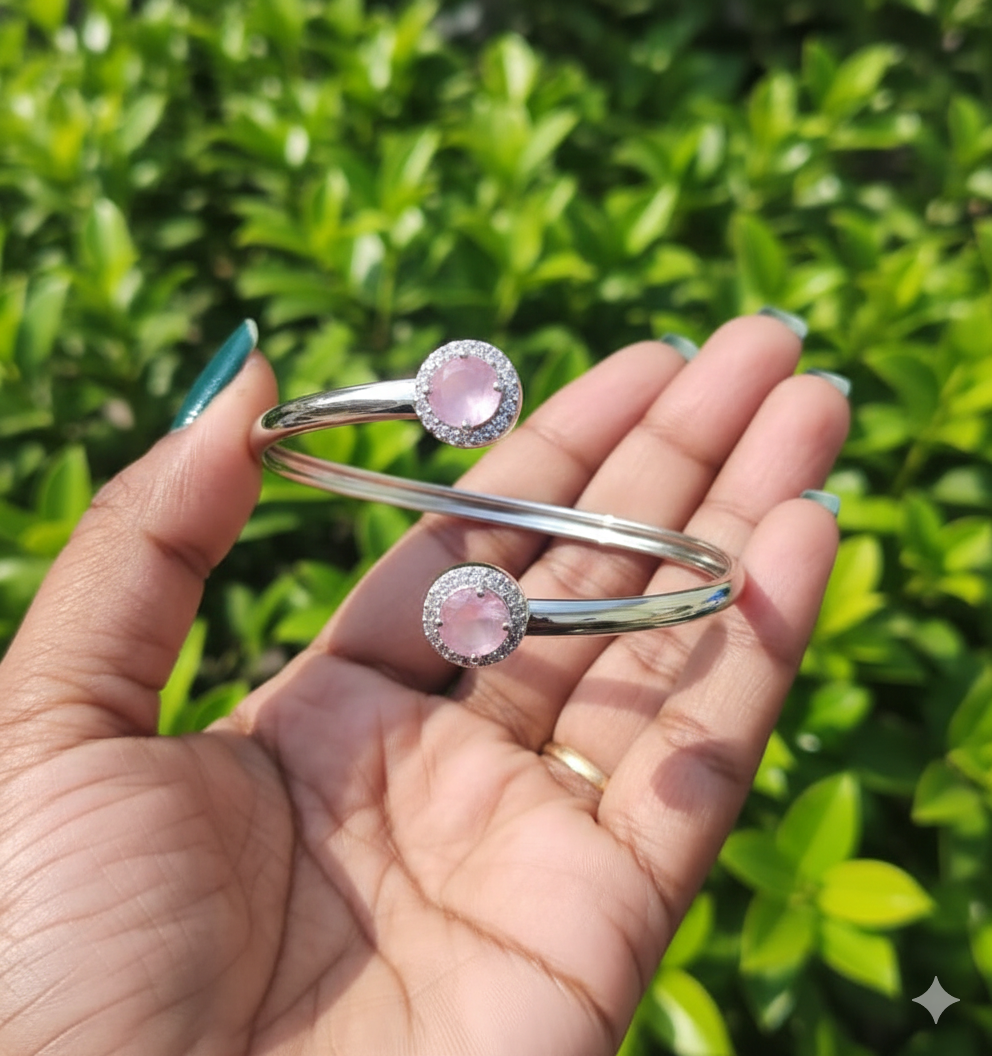 Jewel Wala Pink A.D Rhodium Plated Bracelet - Image 3