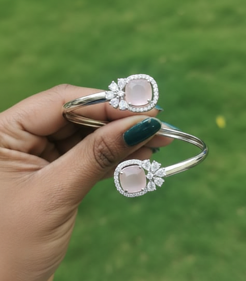 Jewel Wala Pink A.D Rhodium Plated Bracelet - Image 2