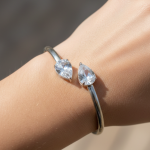 Jewel Wala Elegant White AD Stone Rhodium Plated Bracelet