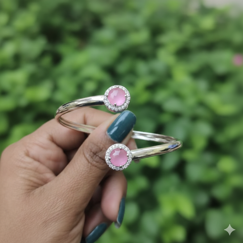 Jewel Wala Pink A.D Rhodium Plated Bracelet - Image 2